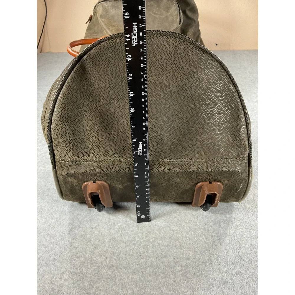 Brics Life Rolling Duffel Bag Brown Leather Trim Italy Travel Luggage